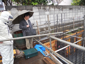 耐圧盤、地中梁配筋検査立会い