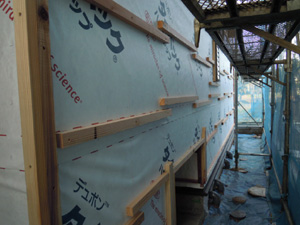 外壁防水紙貼り状況