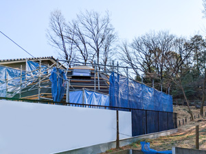 屋根ルーフィング、足場架け