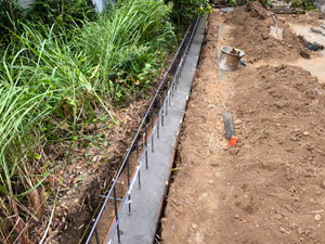 境界ブロックベース打設